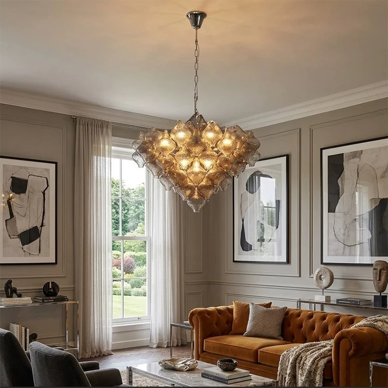 Luxury American Glass Chandelier Ceiling Light Modern Chandeliers for Living Room Pendant Lights Lustre Salon Dining Table Set