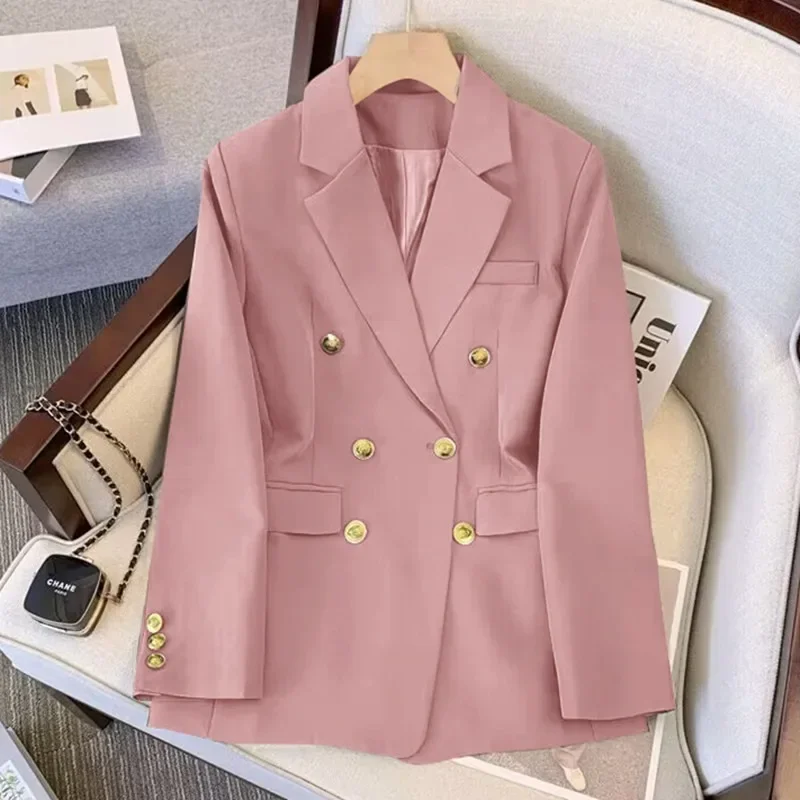 Nueva moda para mujer, Blazer de viaje de Color sólido con una hilera de botones, Blazers de oficina para mujer, chaquetas informales holgadas, prendas de vestir cálidas para primavera y otoño