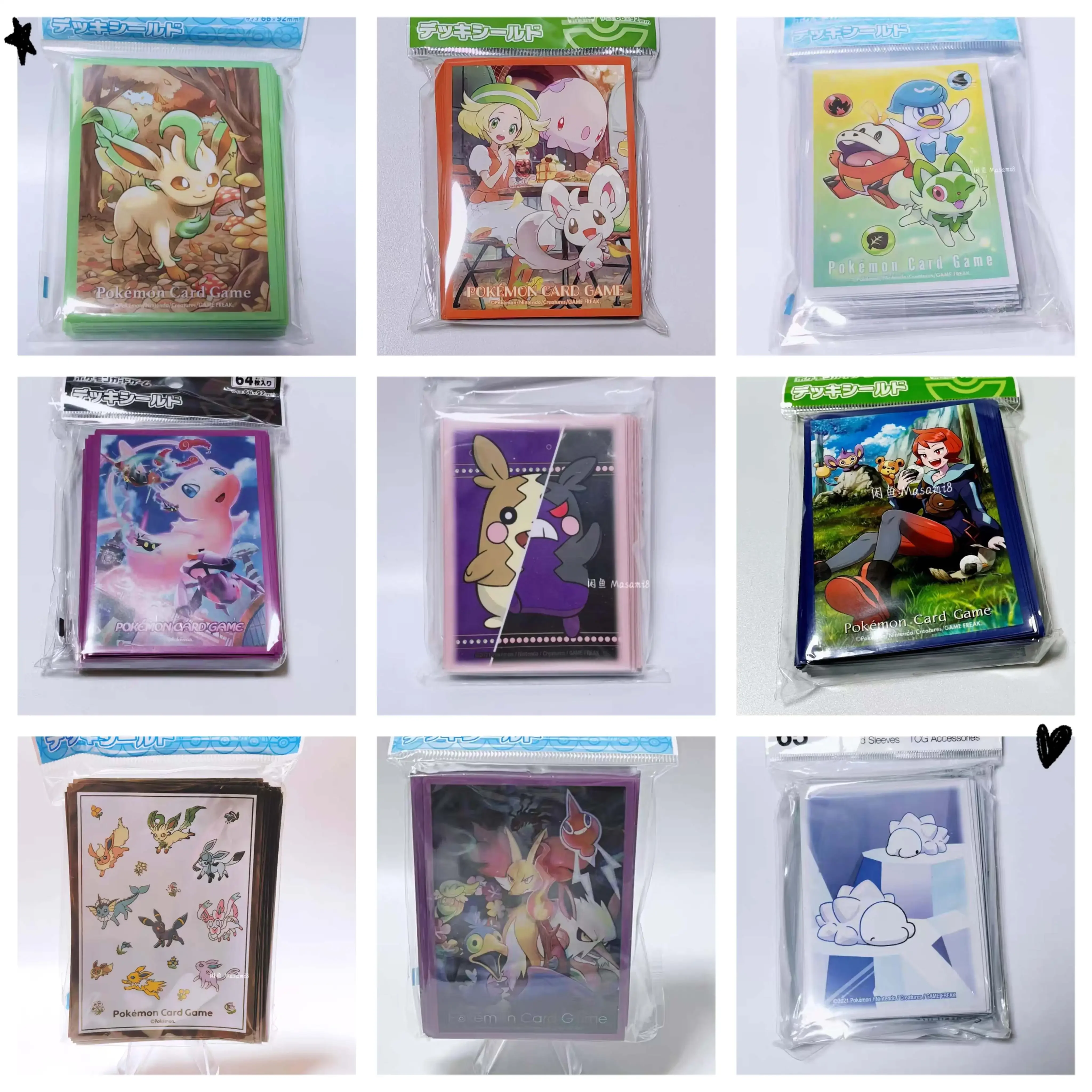 

64Pcs/set PTCG Pokemon DIY Anime Card Sleeve Trading Card Protector Board Game Mimikyu Arezu Morpeko Whimsicott Wooper Wave 19