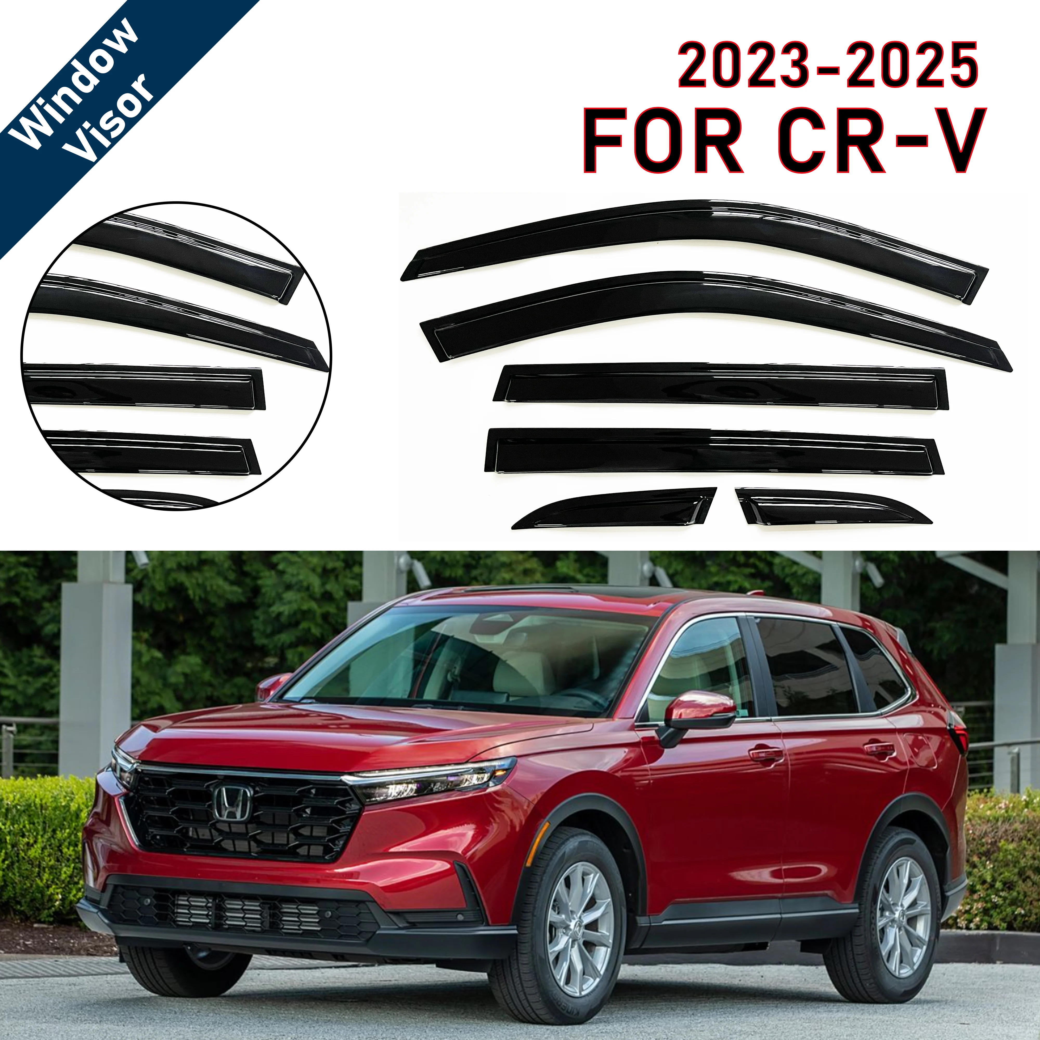 

6 шт. новейшей модели солнцезащитного козырька на окно автомобиля для Honda CR-V 2023-2025, оконный козырек от дождя, оконные козырьки от дождя