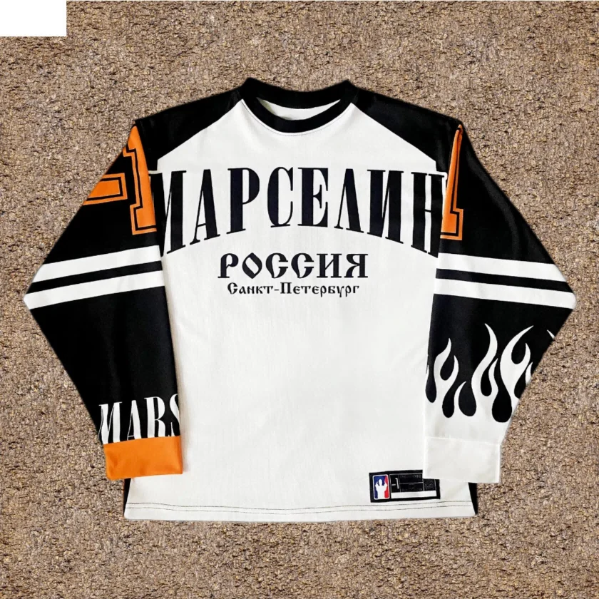 Summer Harajuku 2024 New Letter Color Matching Sports Long-sleeved T-shirt Street Men and Women Retro Loose Y2k Sports Jersey