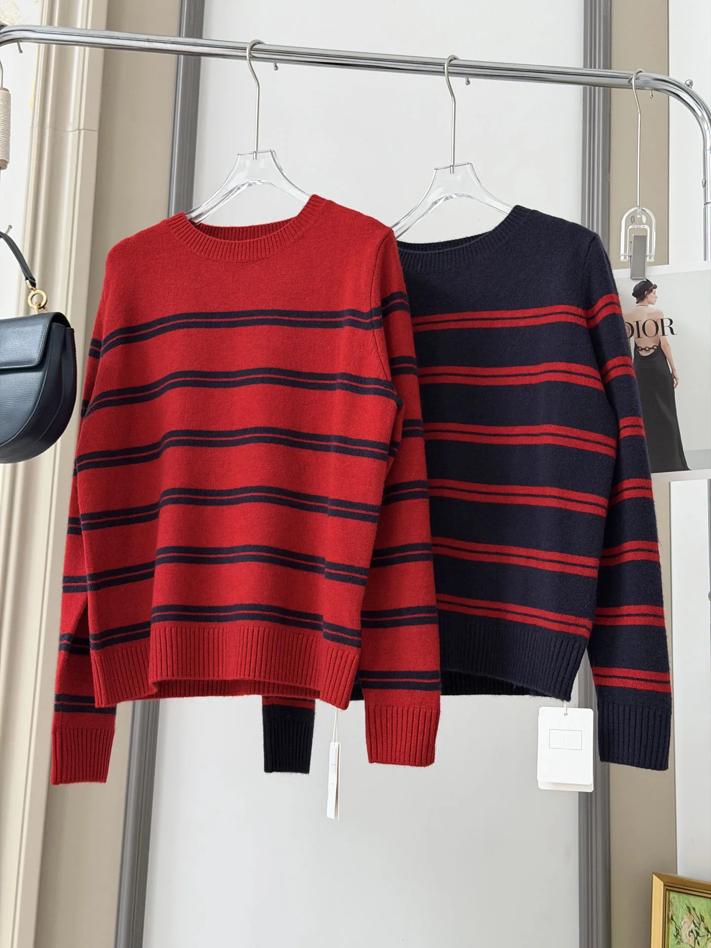 

Soft Skin-Friendly Fashionable Striped Knitwear Winter Casual Style Women's Long Sleeve round Neck Warm Top Trendy All-Match
