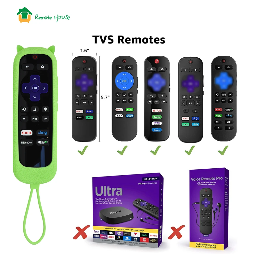 Silicone Protetor Remoto Caso para TV, Roku TV, Vara Vaporante, Expresso, Pele Brilha no Escuro