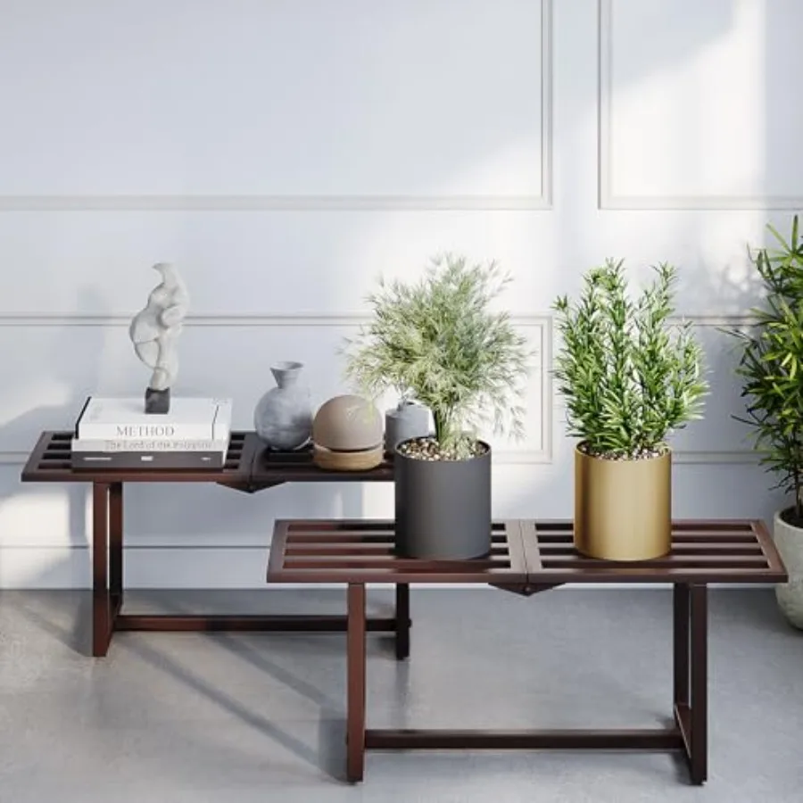 

Складная металлическая подставка для растений для дома и улицы, полка для нескольких горшков, скамья в стиле середины века с перфорацией для патио и сада, сверхпрочная, C-образная