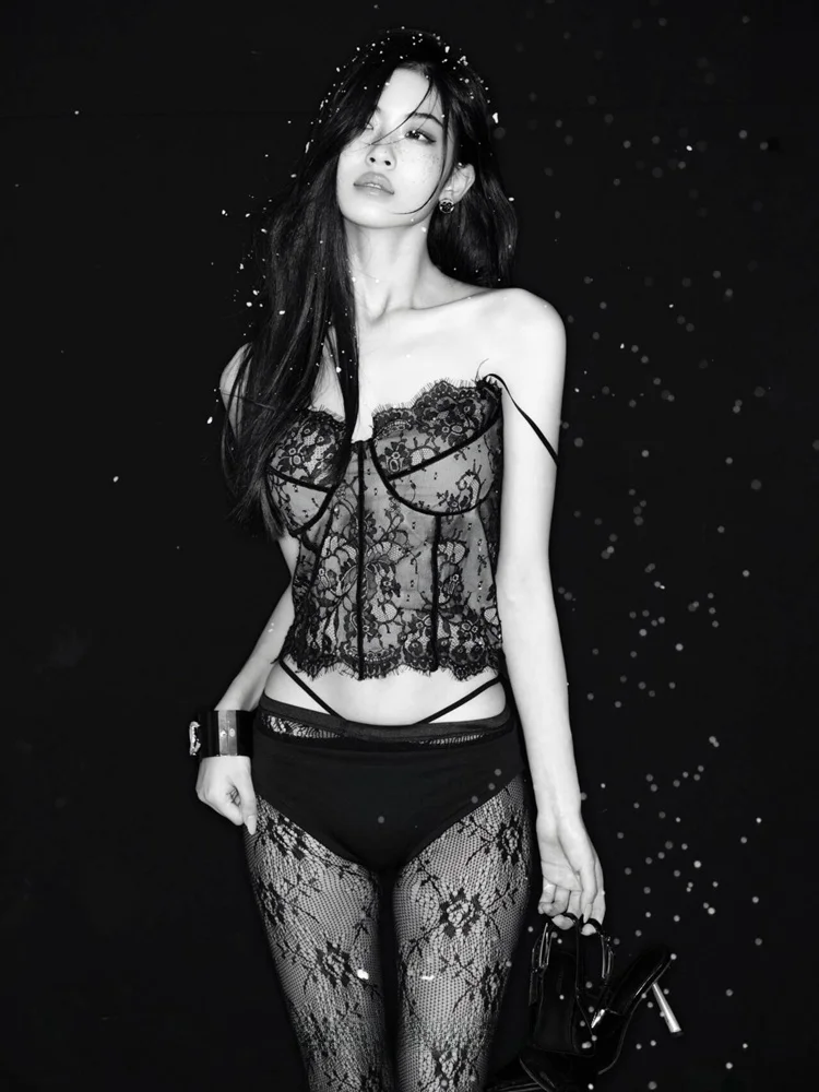 

2026 New Fashionable Black Lace Portrait Sensual Lady Photography Studio Costume Artistic Photo Shoot Women's Ethnic Stage Wear