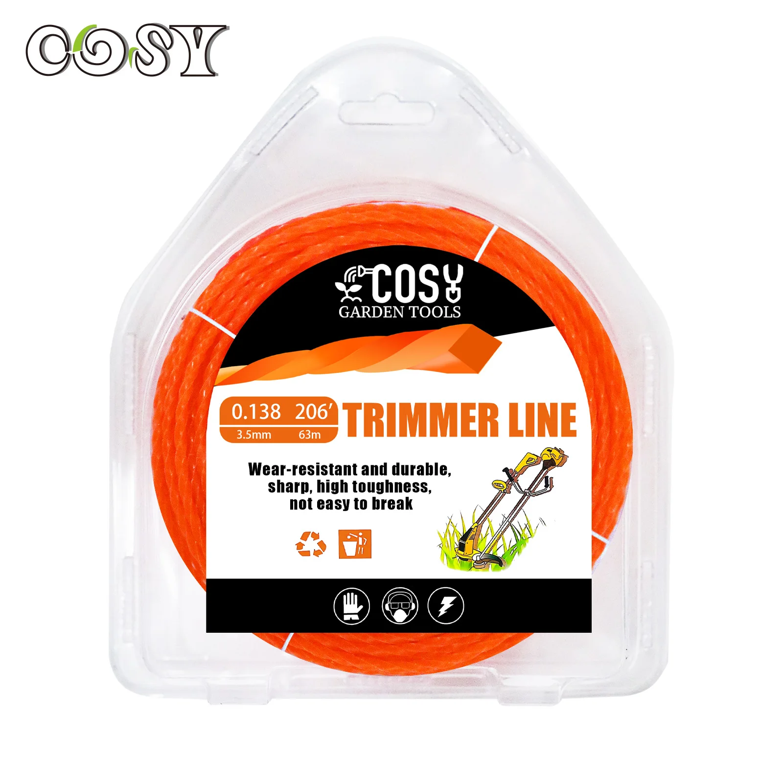 115 m * 2,4 mm/2,7 mm/3 mm/3,5 m/4 mm 1LB Rasentrimmerfaden Nylon-Spiral-Freischneider Seil Rasentrimmerfaden Rasenmäher-Ersatz