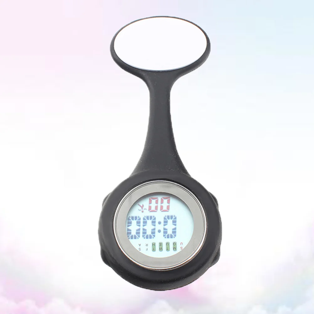 

Black LCD Display Nurse Pocket Watch Simple Style Hanging Hospital Use Electric Nurse Accessories Electric Watch