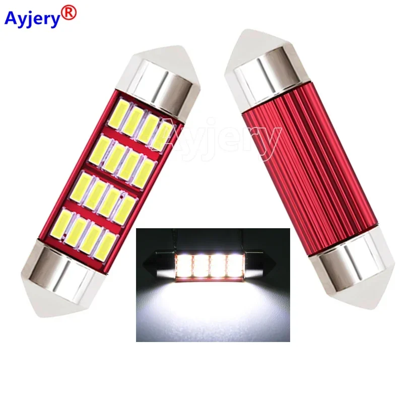 

AYJERY 100 Pcs Car Festoon CANBUS C5W 4014 12/16/20 LED Bulb 31mm 36mm 39mm 41mm Auto Interior Reading Car License Plate Lights