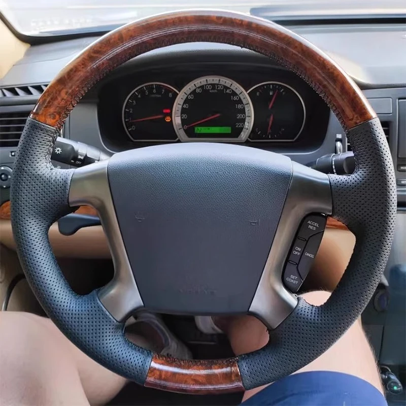 

Сшитый вручную черный чехол на руль из натуральной кожи с персиковым деревом для Chevrolet Epica 2006-2015, автозапчасти