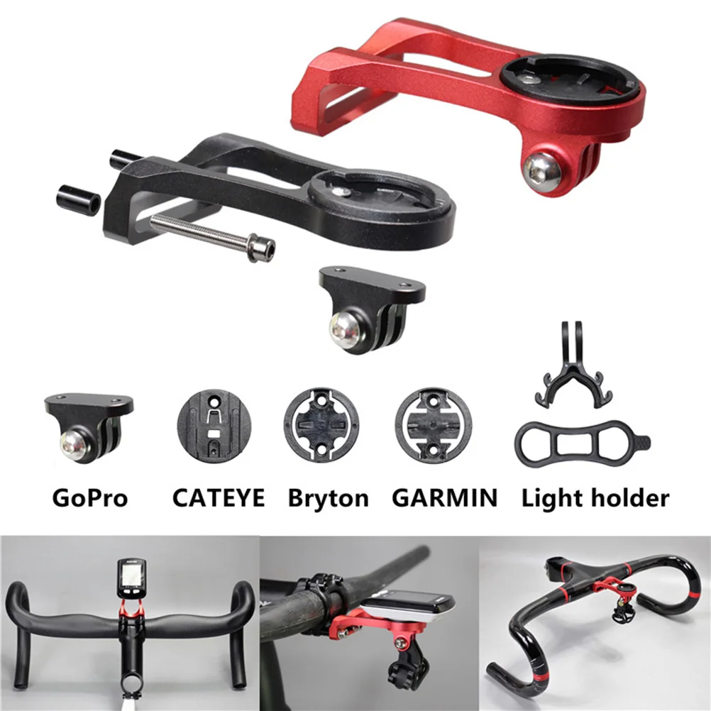 

1 Set Mountain Bike Flashlight Bracket Clip Odometer Holder Headlights Extension Handlebar Alloy Mount Red Lightweight Storage