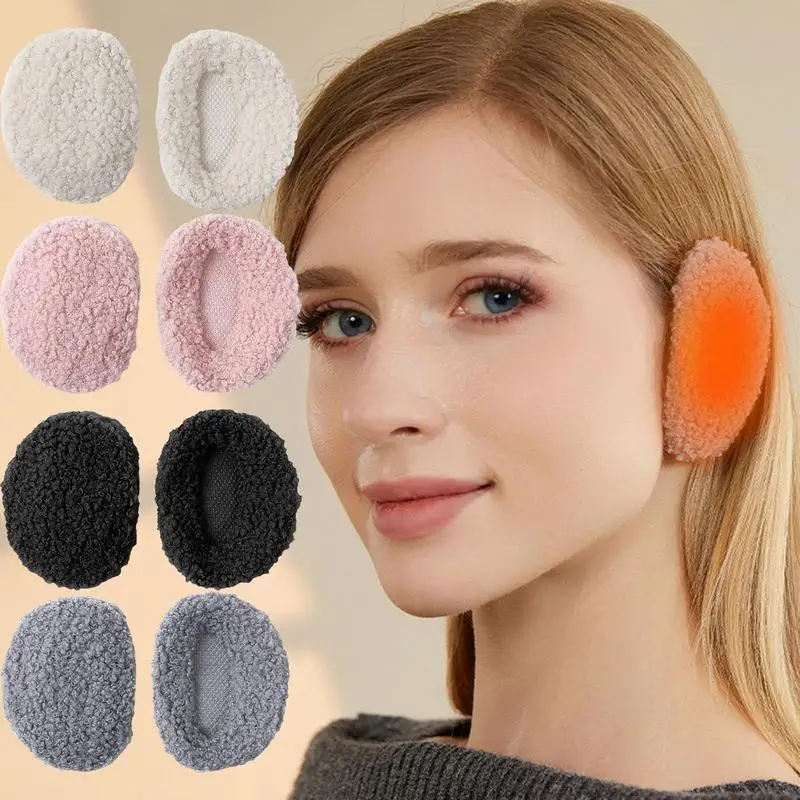 Bandless Ear Muffs Winter Warm Plush Earmuffs Women Cute Soft Ear Covers for Outdoor Skiing Traveling Windproof Ear Warmer