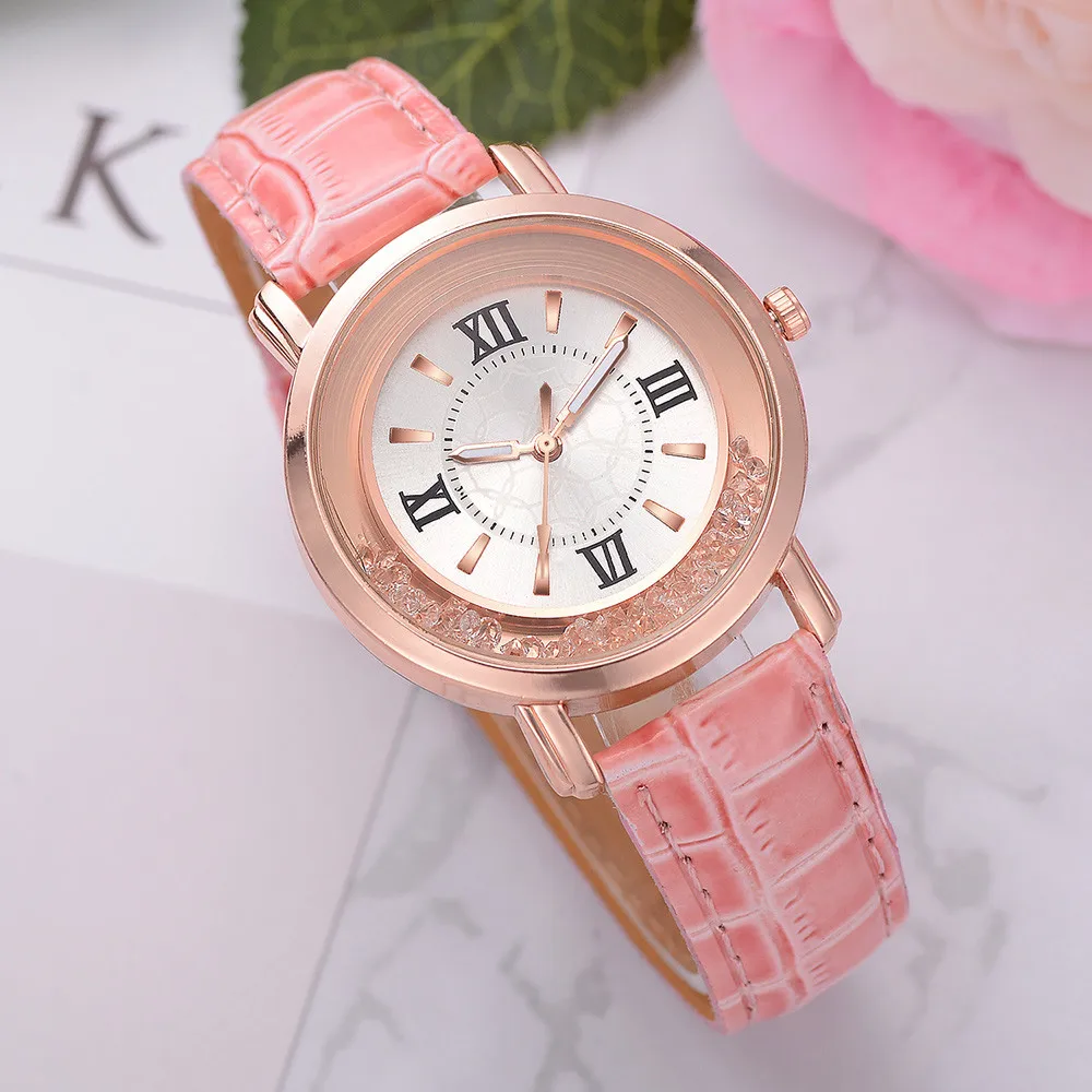 

New Ladies Watch Rhinestone Leather Bracelet Wristwatch Women Fashion Watches Ladies Alloy Analog Quartz Relojes Women Watches