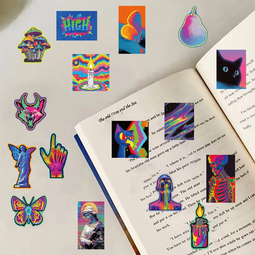 50PCS Acidic Aesthetics Sticker Notebook Decals for DIY Motorcycle Scrapbooking Laptop Living Room Creative Suitcase Stickers