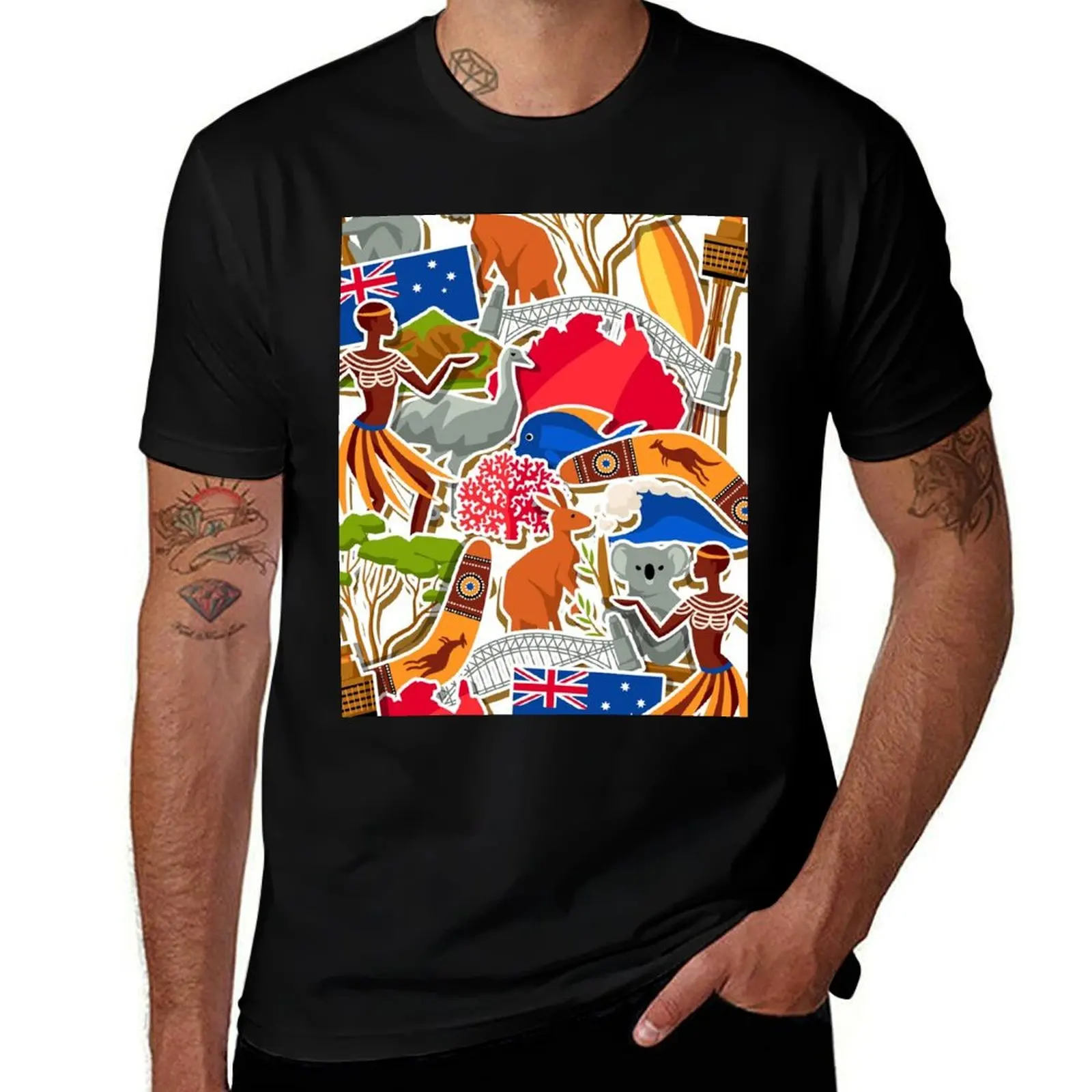 Australian Aboriginal Art T-Shirt Large Size Casual Tee Shirt T-Shirt