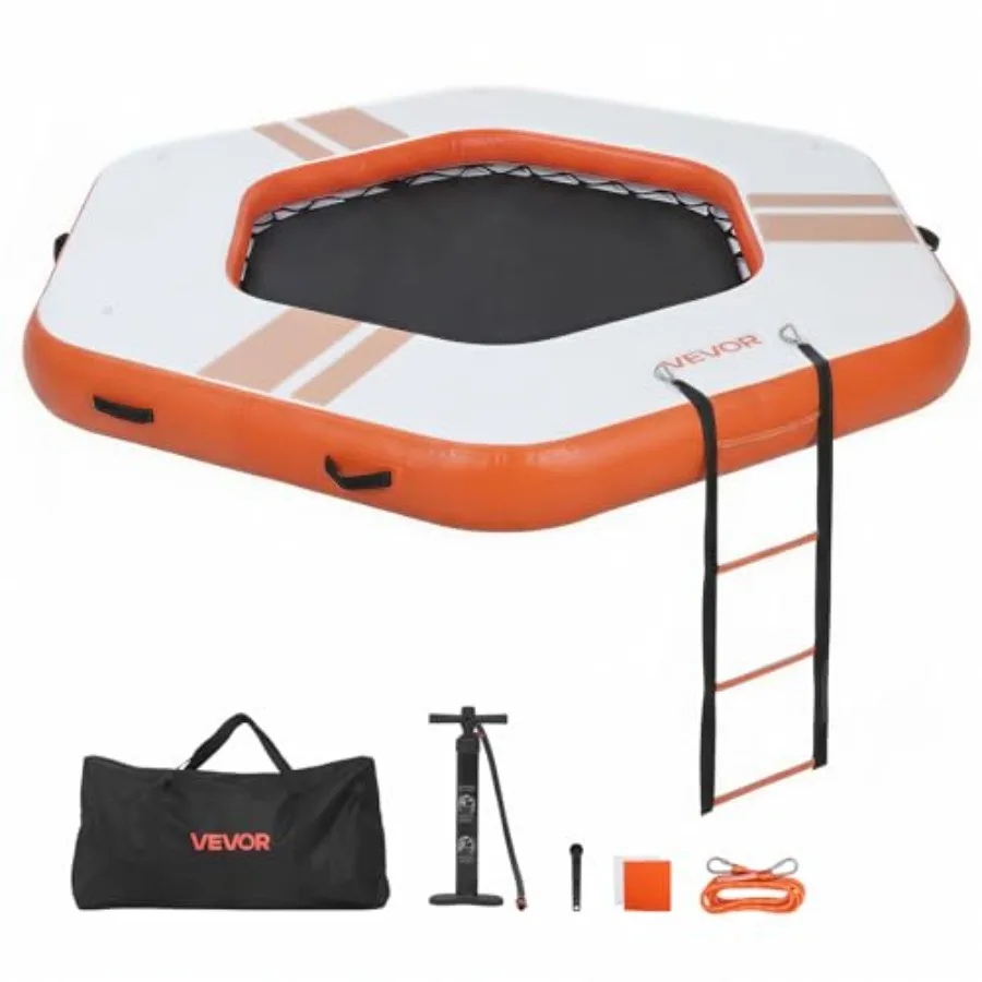 

Inflatable Floating Dock for Pool Beach Ocean Use, PVC Material, Blue, Non-Slip Surface with Portable Carrying Bag and Detachab