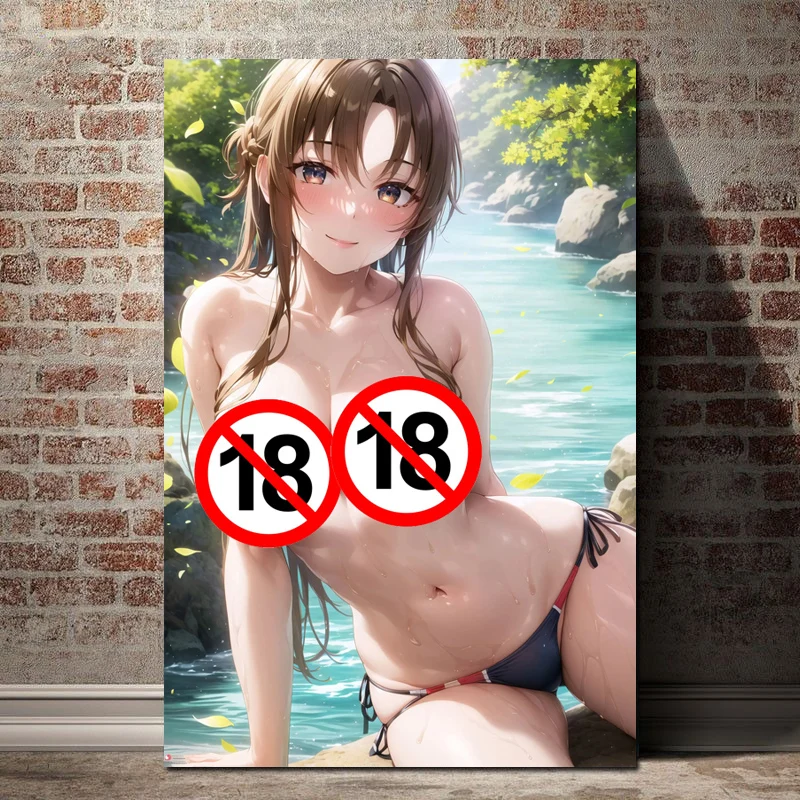 Anime Figures Nude Girl Big Boods Sex HD Picture Canvas Print Manga Poster Bedroom Decoration Wall Hanging Painting AI Art