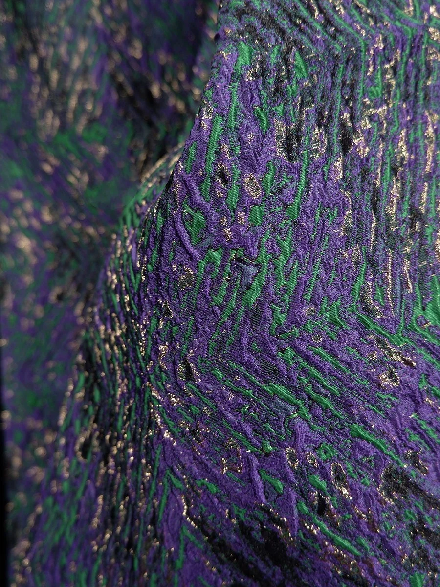 Gold Purple Green Embossed Jacquard Fabric Design Sewing Material Wedding Dress Garment Fabric Wide 140cm Sold By The Meter