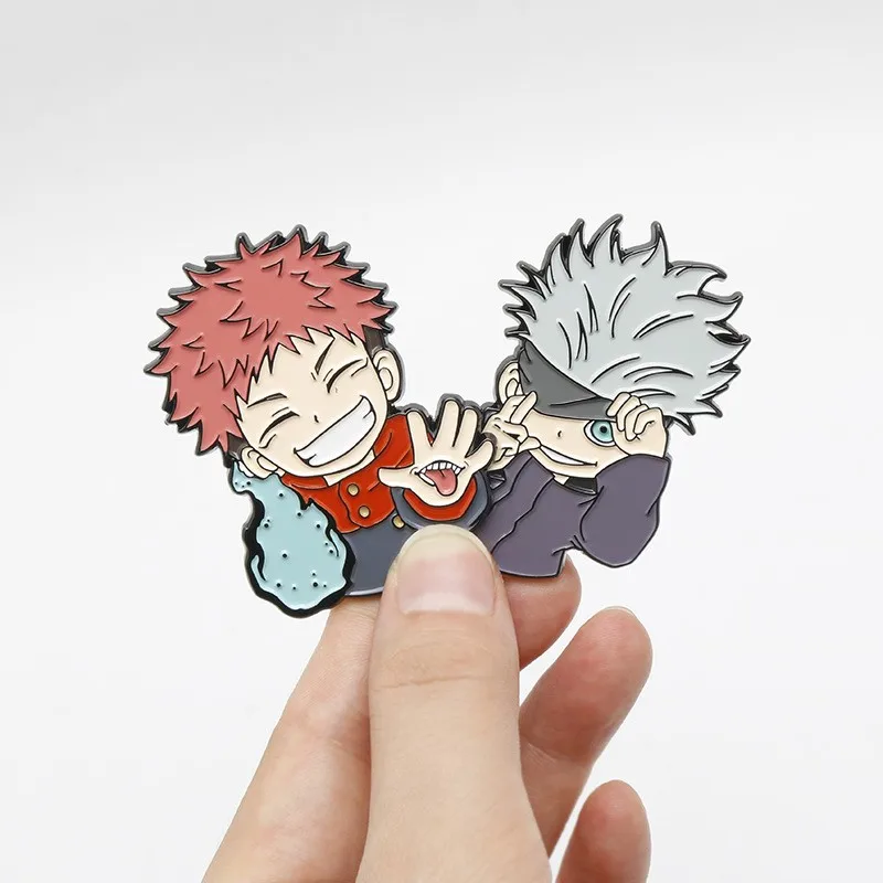 Gojo Satoru Itadori Yuji Enamel Pins Anime Role Eye Mask Figure Manga Brooches Badge Cartoon Jujutsu Cosplay Accessories Jewelry image 3