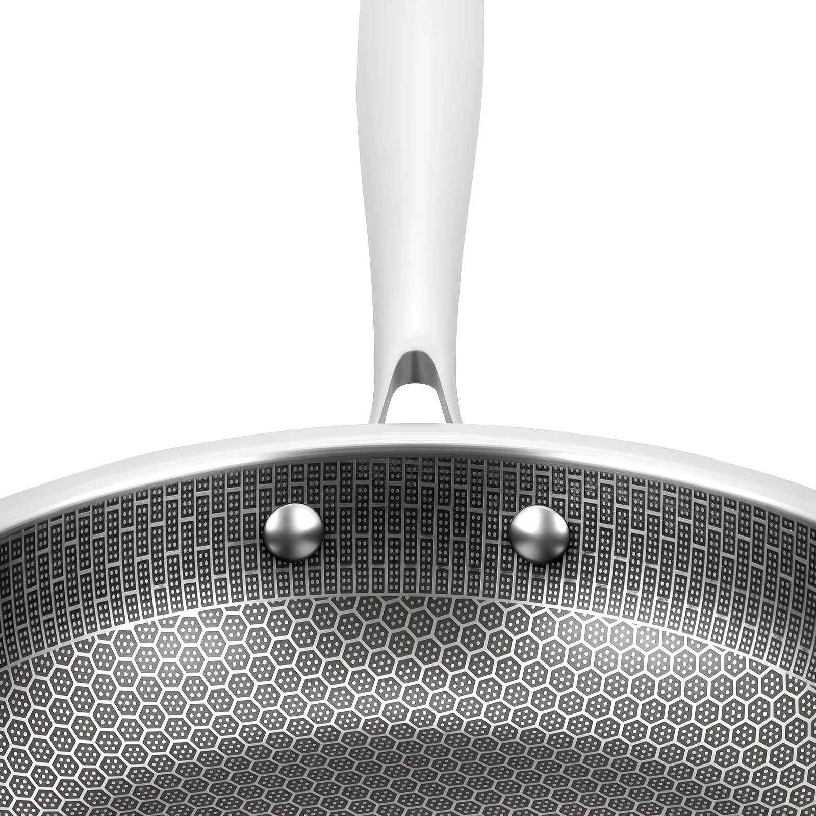 28-cm-Bratpfanne mit Wabenstruktur aus Edelstahl für Gasherde, Induktionsöfen und Keramiköfen – Detail 9