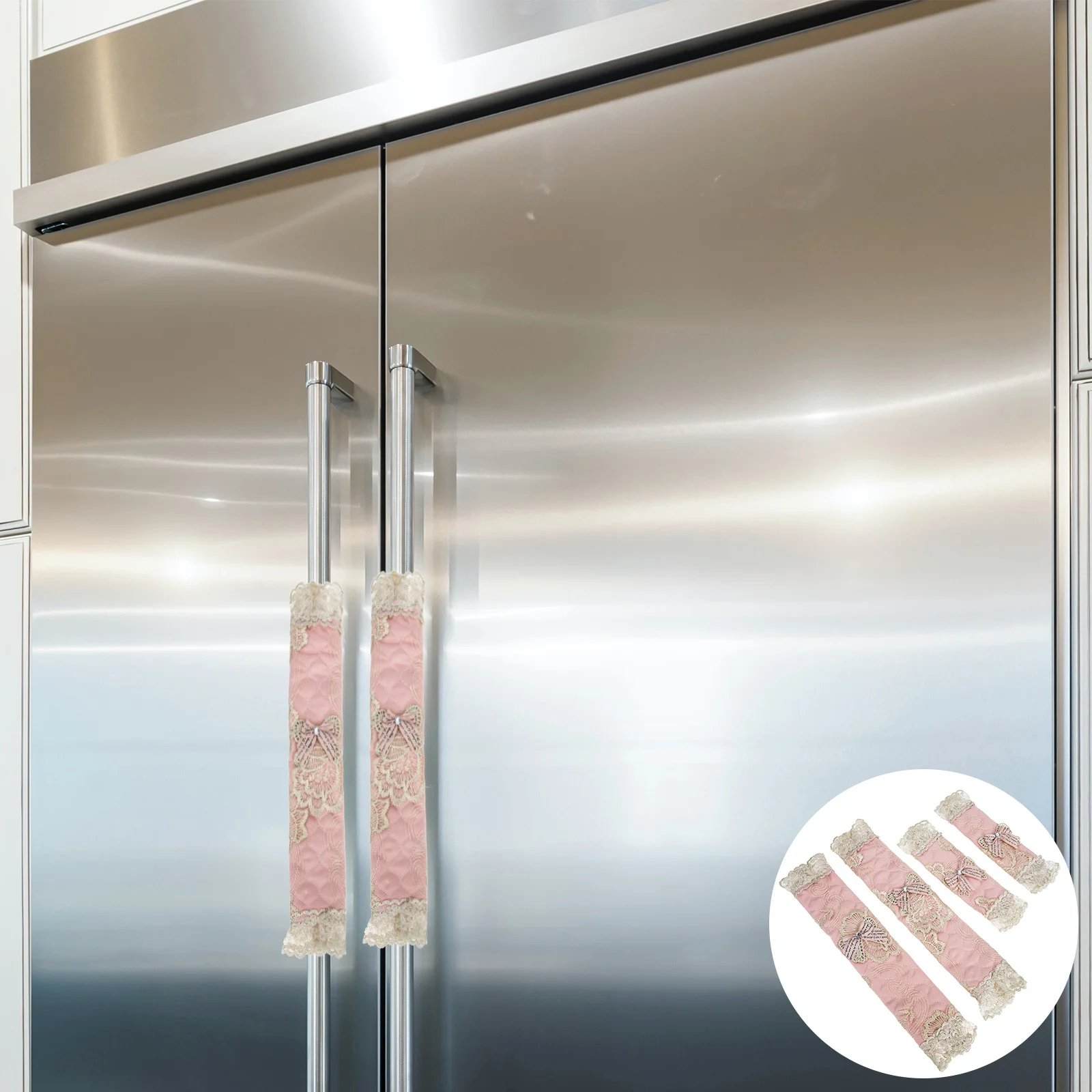 

2Pairs Refrigerator Handle Covers with Adjustable Fit Protective Grip for Kitchen Fridge Door Anti-Oil Stain Drip Proof Long