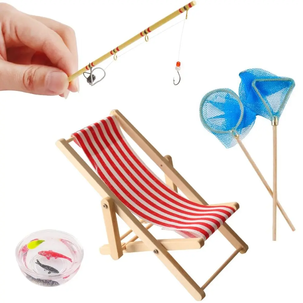 2024 17.5cm Miniature Fishing Tool Decorative Fishing Rod Life Scene Toy