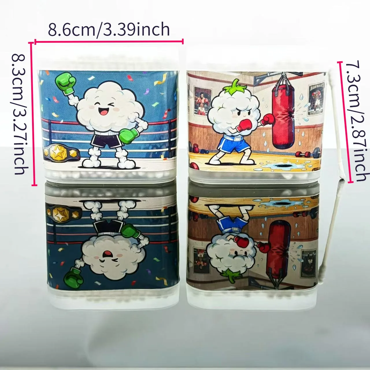 200개/400개 권투 테마 흰색 면봉 창의적인 나선형 스푼 스포츠 요소 면봉 스틱