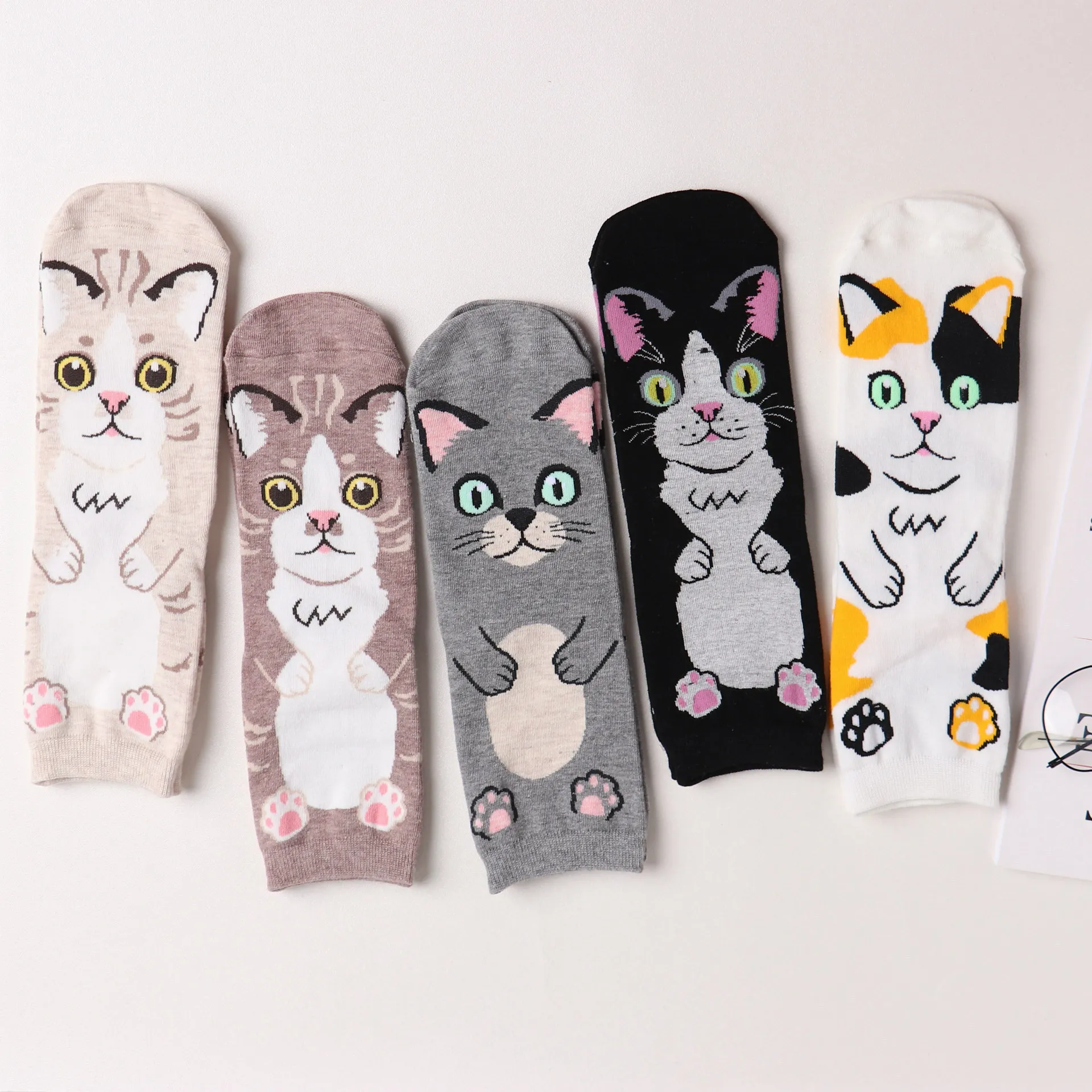 Women's Cotton Medium Tube Socks Cartoon Sock Cat Dog Female Socks Medium Tube Socks Short Sock Animal Sailor