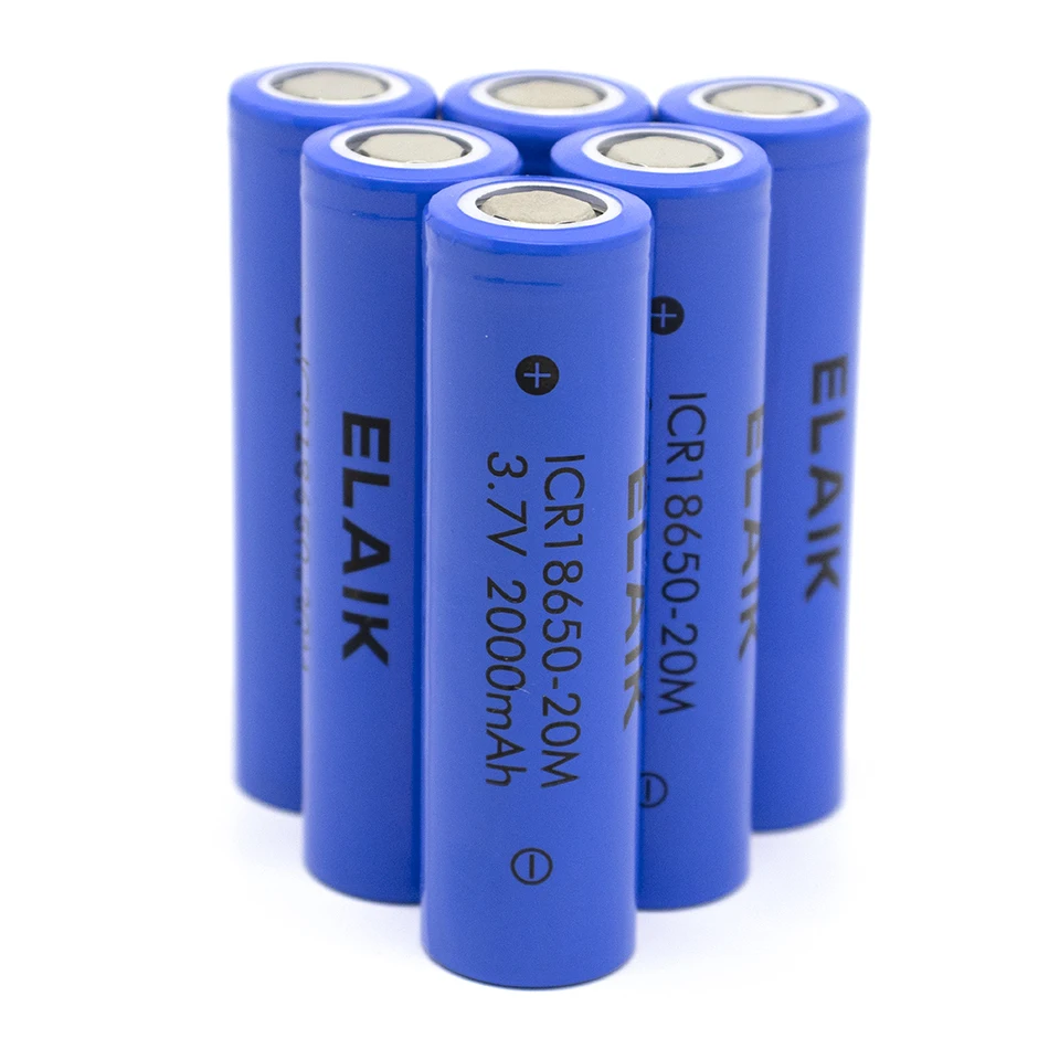 4 PCS  ELAIK 3.7V / 4.2V 2000mAh ICR18650-20M lithium-ion battery flashlight small fan