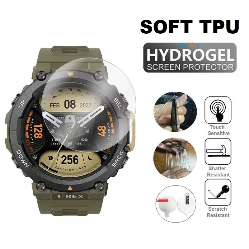 10PCS TPU Hydrogel Screen Protector for Amazfit T-Rex 2 Smart Watch HD Clear Soft Protective Film for T-REX Pro