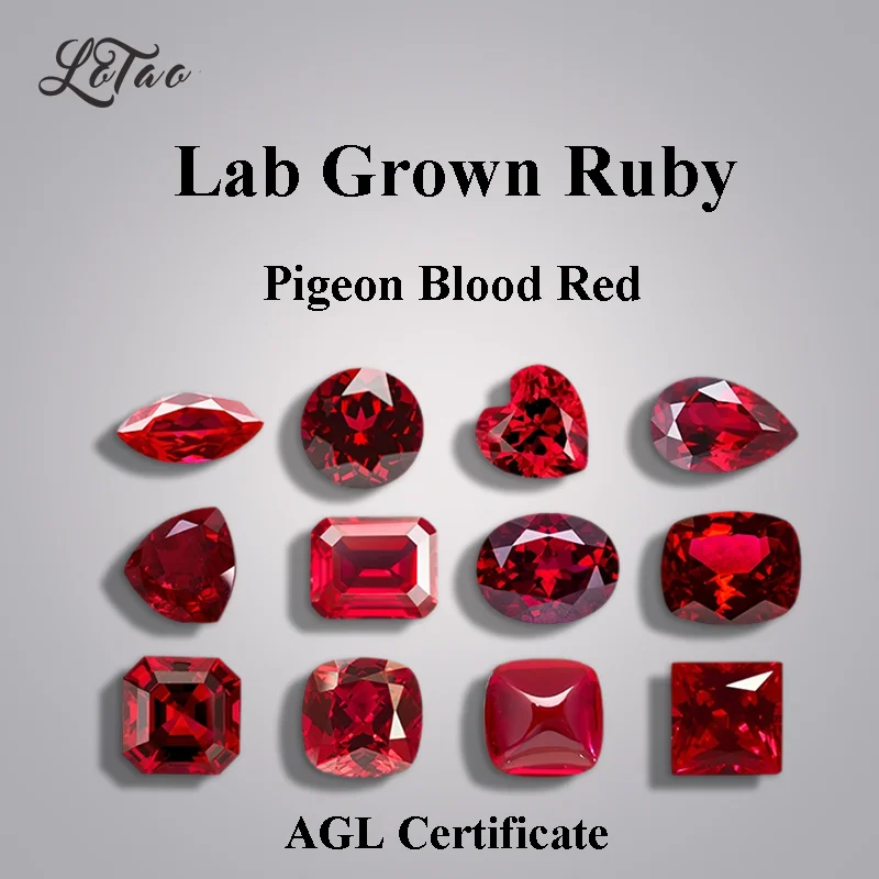 

Pigeon Blood Red Color Lab Grown Ruby Multiple Shape Selectable Certificate Charm Beads for Diy Jewelry Making Rings Materials