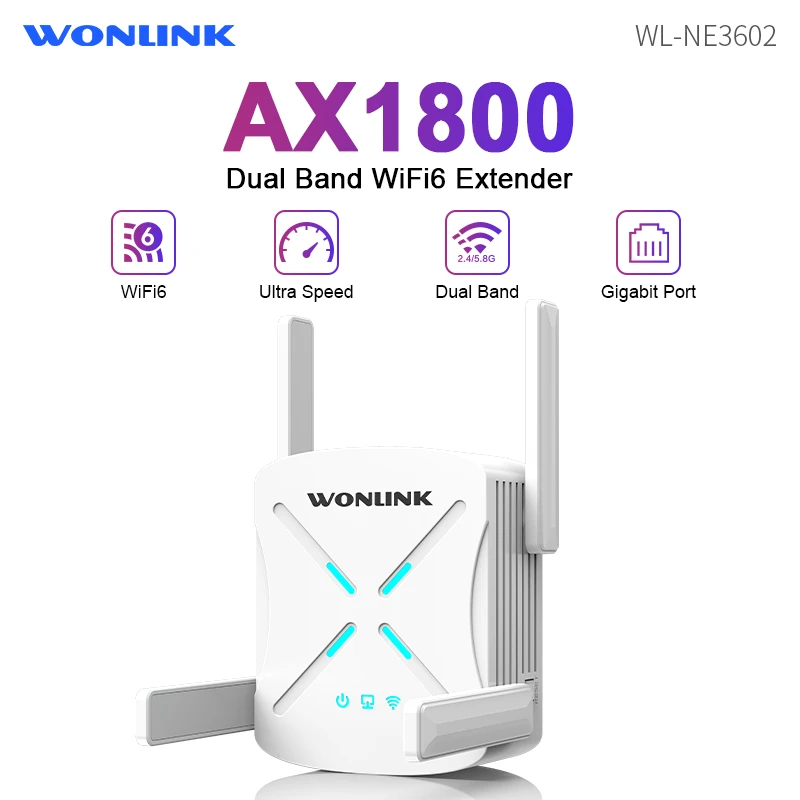 AX1800 Wi-Fi 6 повторитель 802.11ax беспроводной удлинитель 1800 Мбит/с 2,4G и 5 ГГц усилитель сигнала Wi-Fi 4*2dBi антенна домашняя Wi-Fi