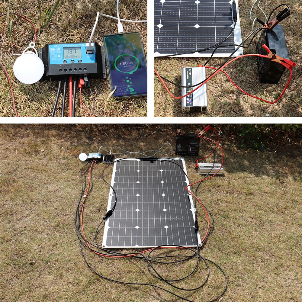 18V Flexible Solar Panels 50W 100W 120W Solar Balcony Photovoltaic Panel for Home Car Boat Camper 12V Battery Charger Waterproof