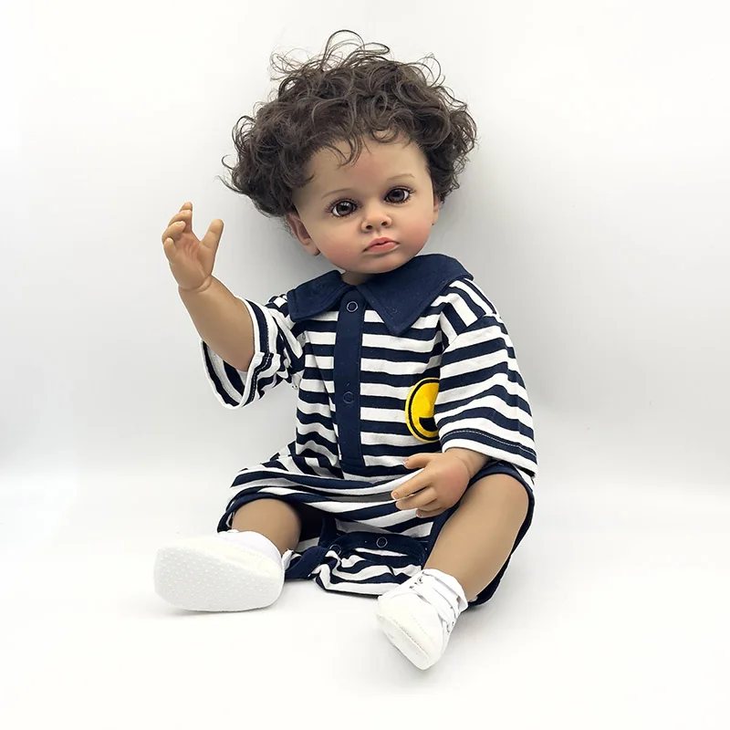 

NPK 22inch Reborn Baby Doll Full Vinyl Body Girl Tutti Dark Skin High Quality Hand Painted Doll