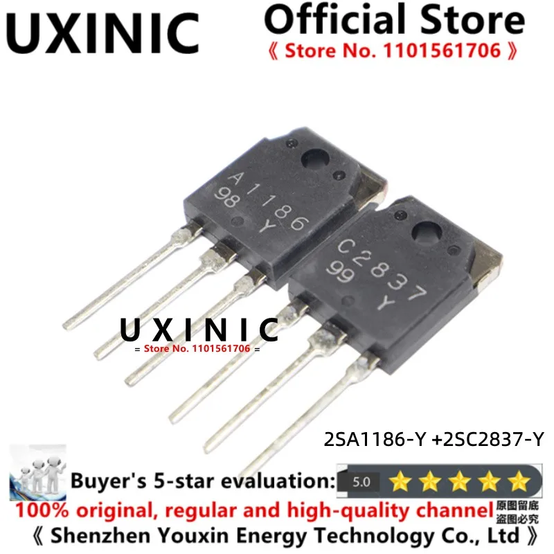 UXINIC  100% New Imported Original 2SA1186-Y 2SC2837-Y 2SA1186-P 2SC2837-P 2SA1186 2SC2837 A1186 C2837 TO-247 Power Transistor