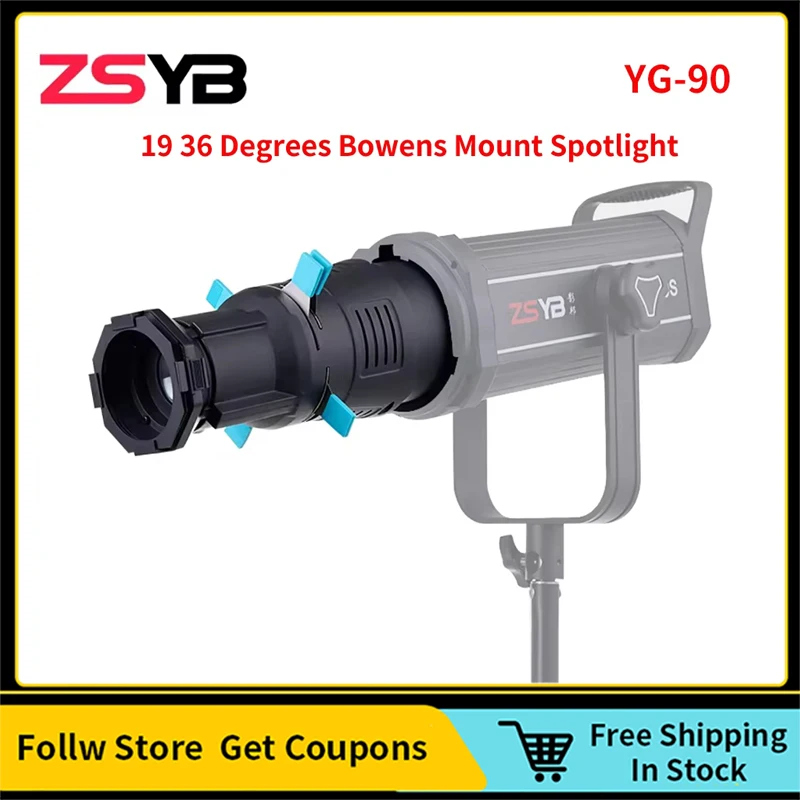 ZSYB YG90 19 36 Degrees Bowens Lightweight Degrees Bowens Mount Spotlight Proiector with Built-in Geometric Sheet Shapes Filter