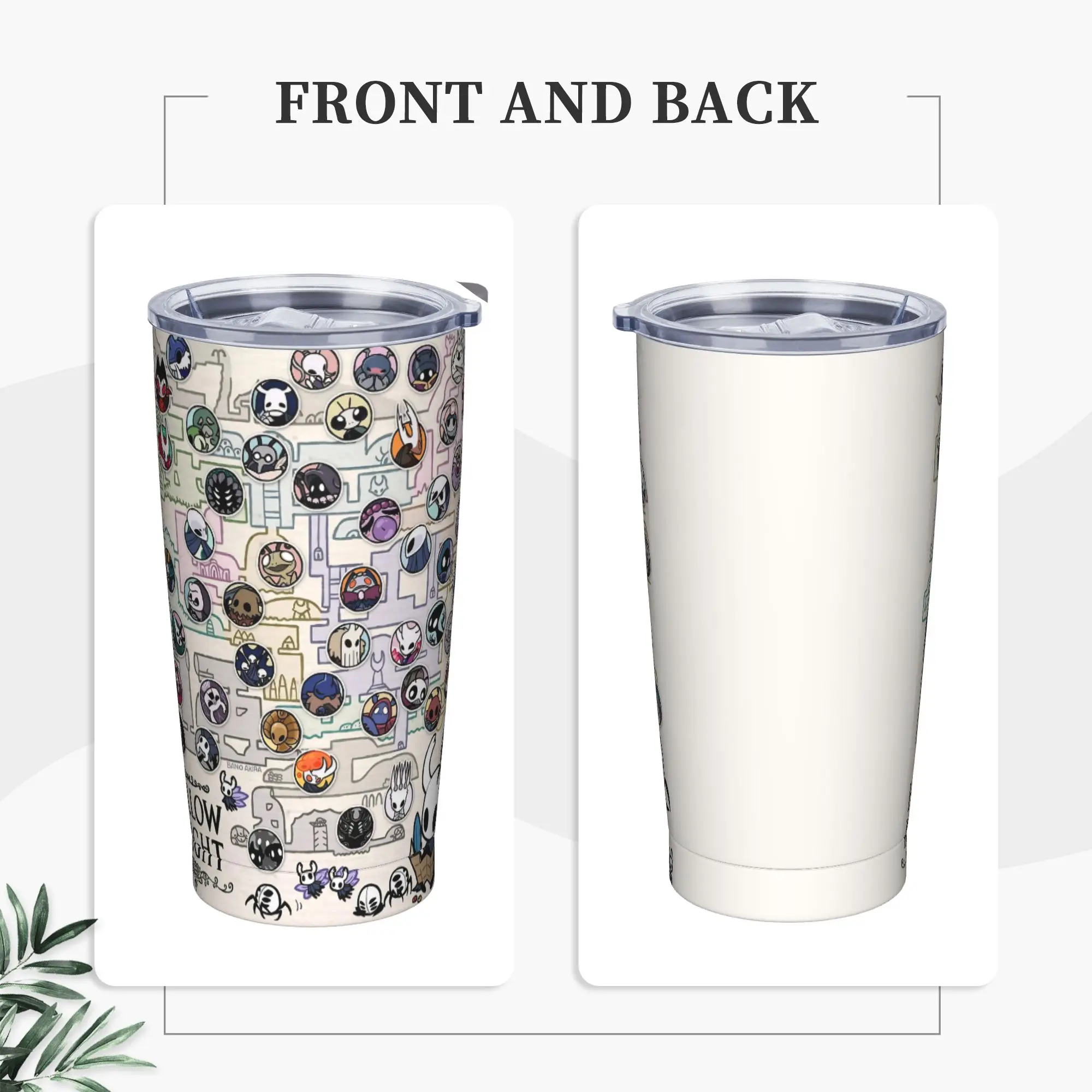Hollow Knight Silksong Game Map 20oz Vacuum Insulated Tumbler Mysterious Mug Print Cup Double Wall Thermal Car