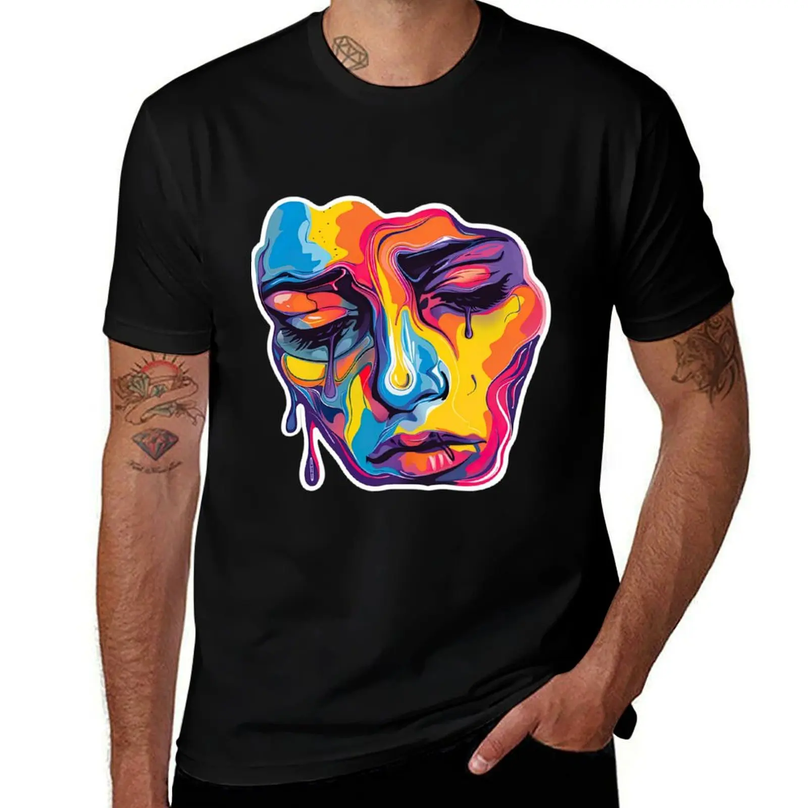 Abstract Sad Emotion Face T-Shirt man graphic t shirt T-Shirt