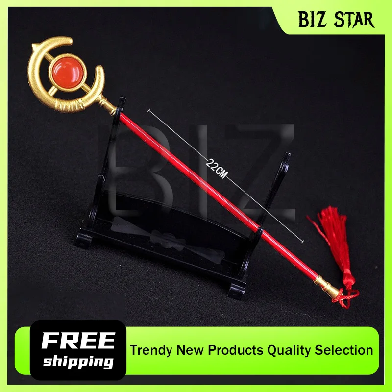 22cm/8.66 Frielian Anime 주변 장치 Frielian Magic Staff 무기 및 장비 합금 소품 장난감 코스프레 모델 펜던트 핸드 선물