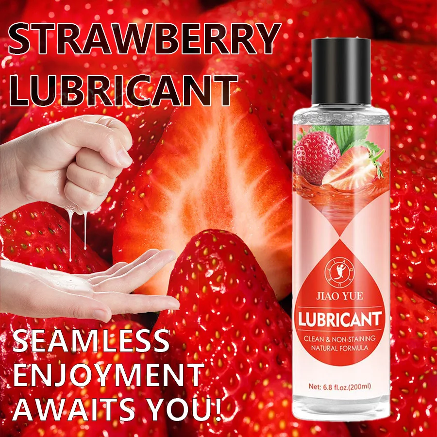 Lubricante con sabor a fresa a base de agua, lubricante personal para hombres, mujeres y parejas, hecho sin azúcar añadido, 200 ml