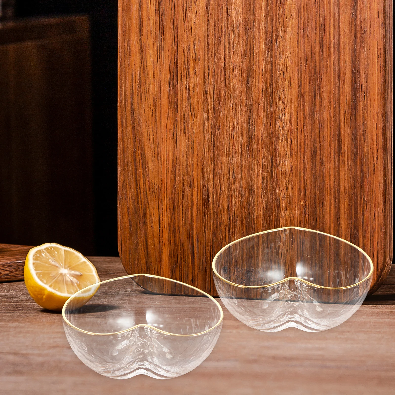 

Crystal Clear Heart Bowl Glass with Golden Trimming for Serving Fruit Salad Dessert Snack Gathering Dessert Bowl