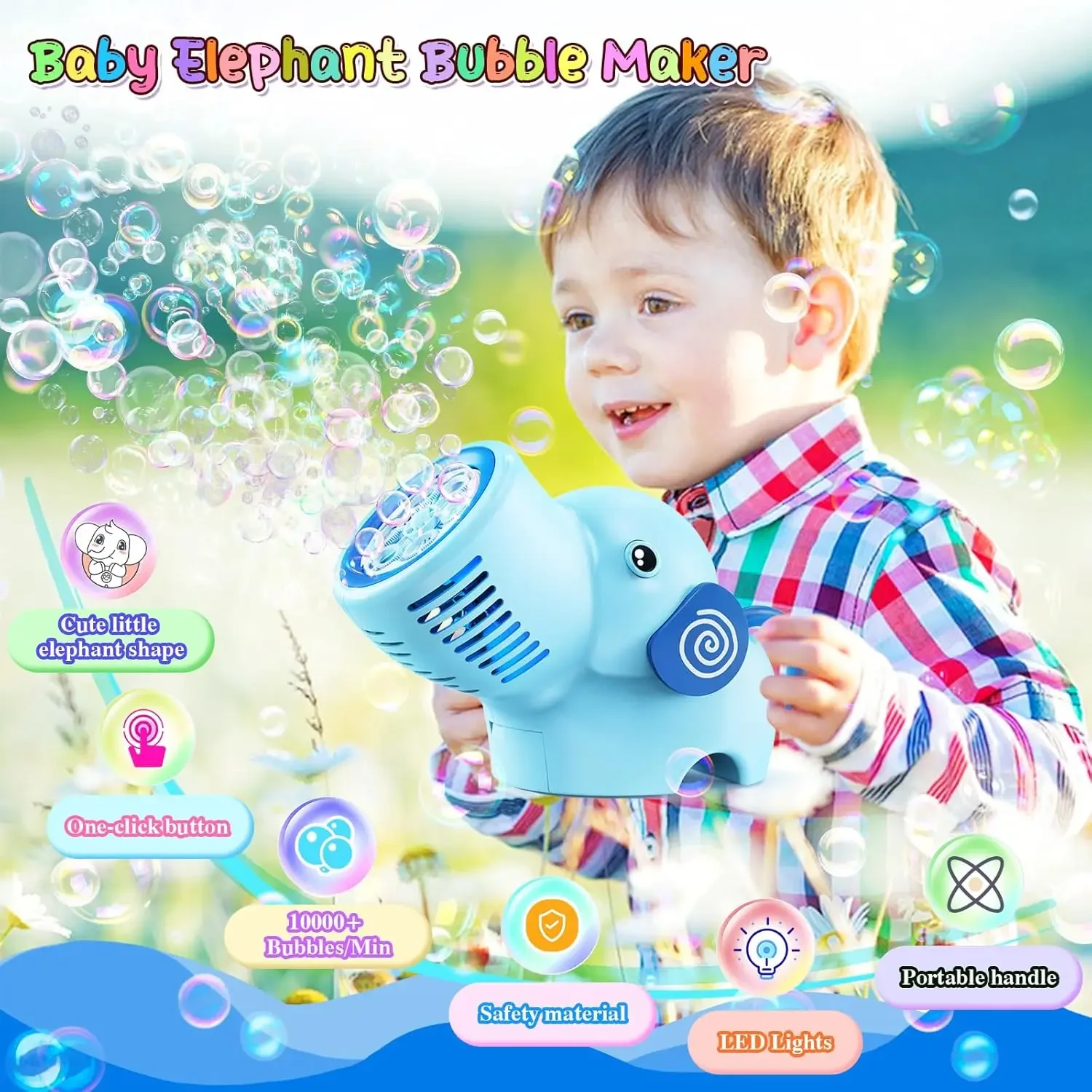 Machine à bulles automatique en forme d'éléphant, appareil électrique à bulles de savon mignon, jouet de fête de mariage en plein air, cadeau pour enfants