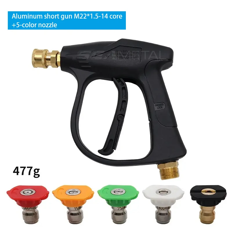 Hogedrukreiniger Pistool Auto Waspistool Met 5 Stuks Zeep Sproeiers 14 Mm M22 Socket 1/4 "Quick Release Sneeuw Schuim Pistool Auto Waterpistool