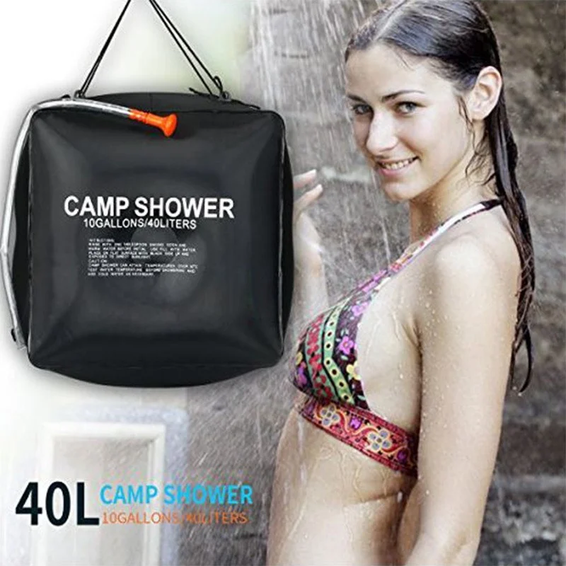 Portable Water Bags 40L Shower Head Solar Power Fast Heating Camping Shower Bag Outdoor Fishing Hiking Water Storage Bathing Bag