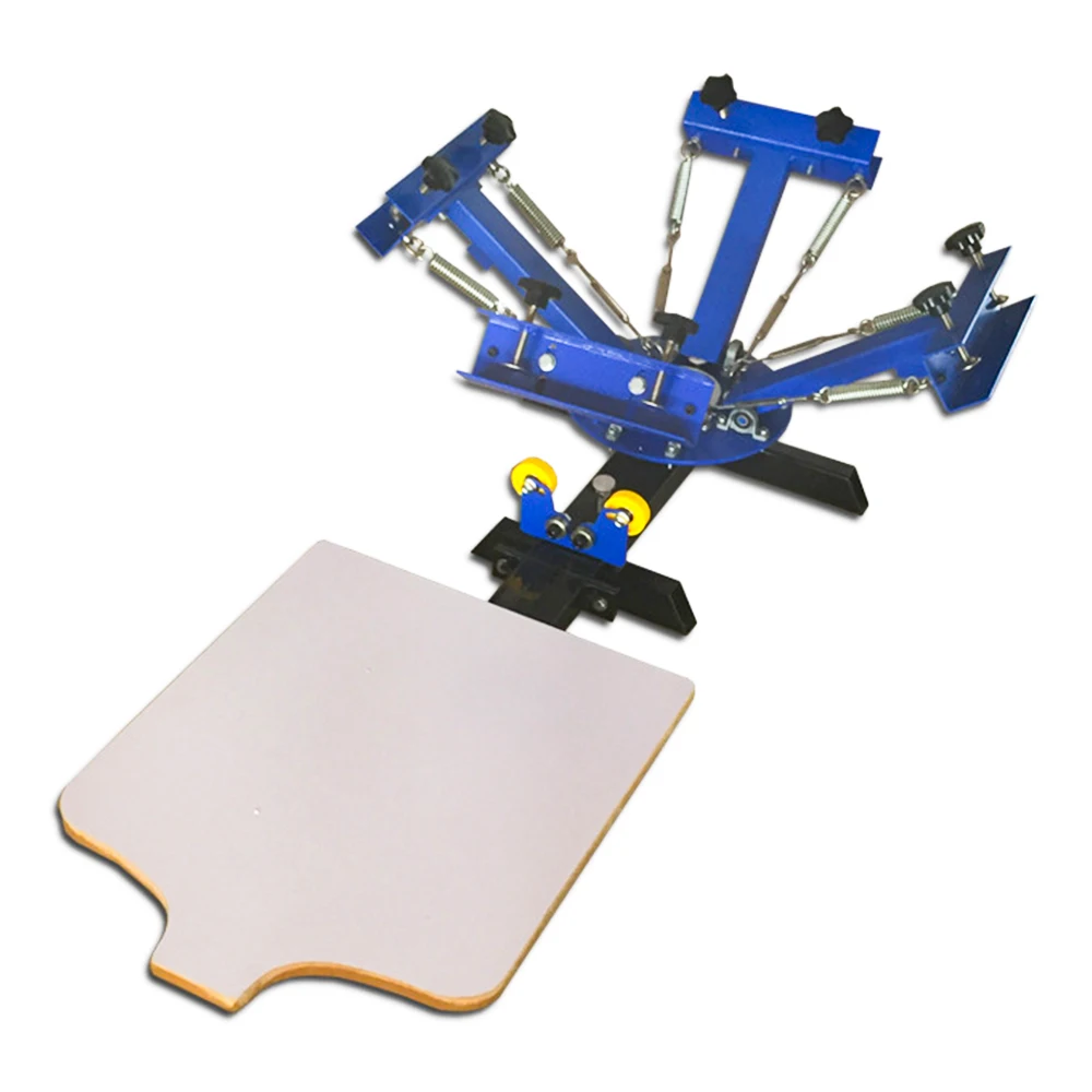 Machine de pressage d\'écran, 4 couleurs, 1 Station, pour impression sur soie, dispositifs réglables à Double ressort