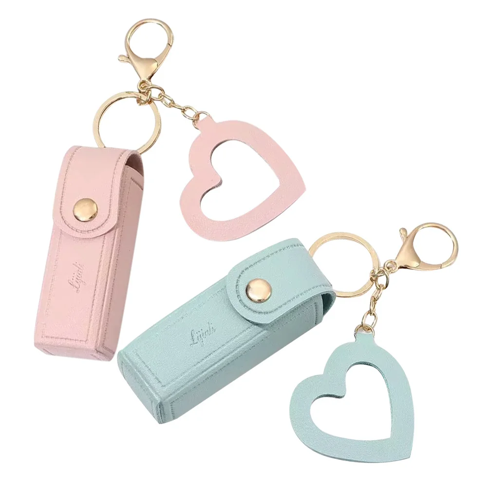 2Pcs Lip Balm Keychain Holder with Attachment Compact Organizer for Makeup and Small Essentials Bag Hanging Ornament