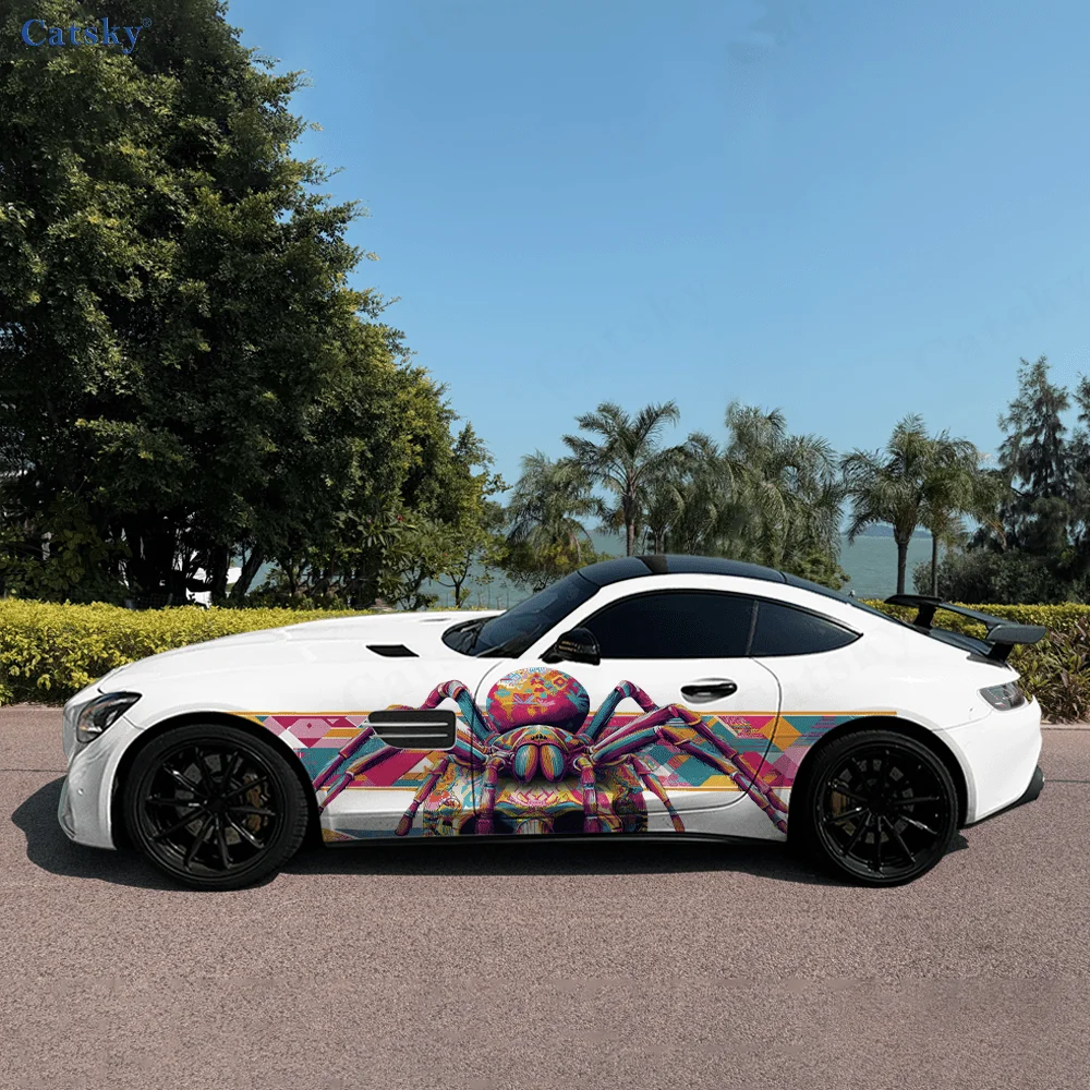 

Colorful Spider Skull Car Vinyl Wraps Decal Self-adhesive PVC Sticker Suitable for Trucks SUV Decoration Auto Accessories Gift