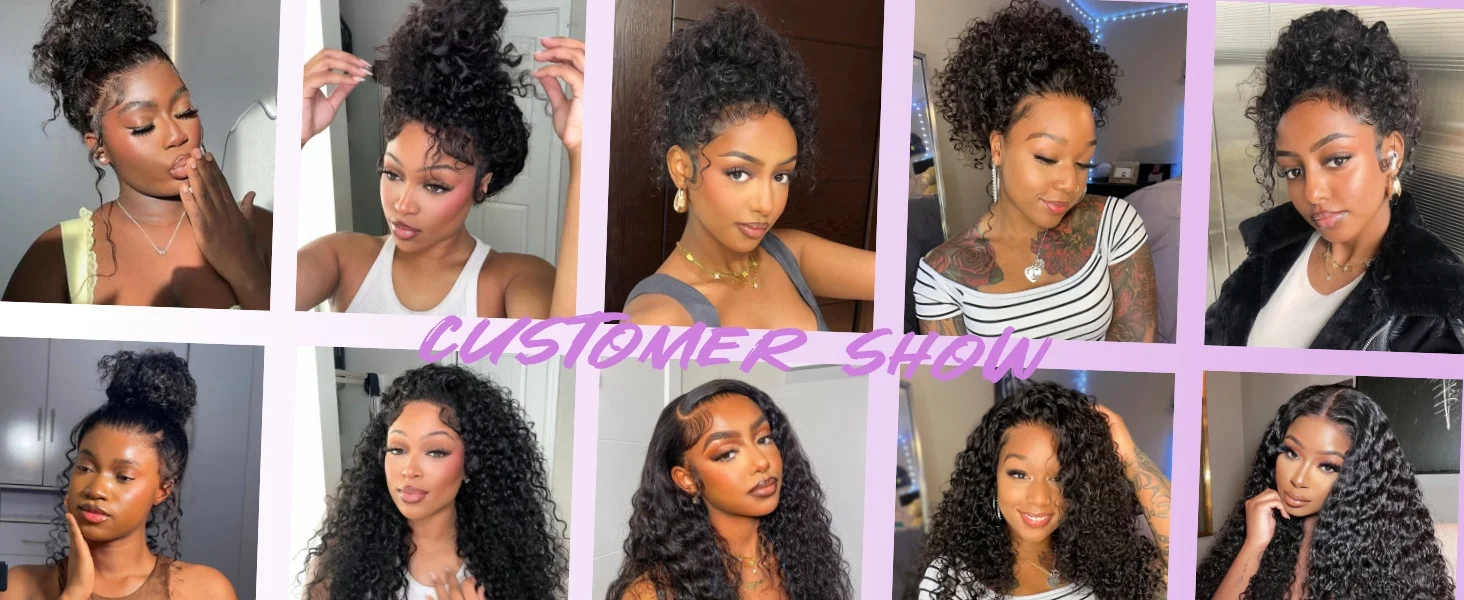 Smilegirl 230% Density Invisible Strap Deep Curly Wave 360 Full HD Glueless Wig 32 Inch Front Human Hair Wig Frontal Wig Wear and Go Daily Party Use