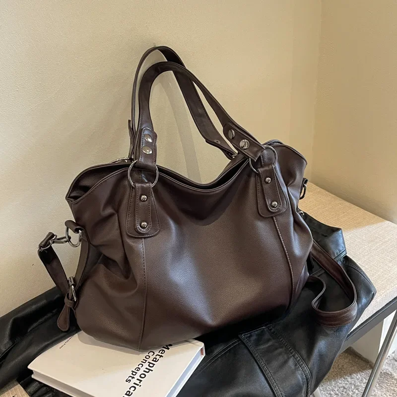 Tote Bag 2024 New Retro Handbag Korean Version Large Capacity Fashion Simple Shoulder Messenger Bag