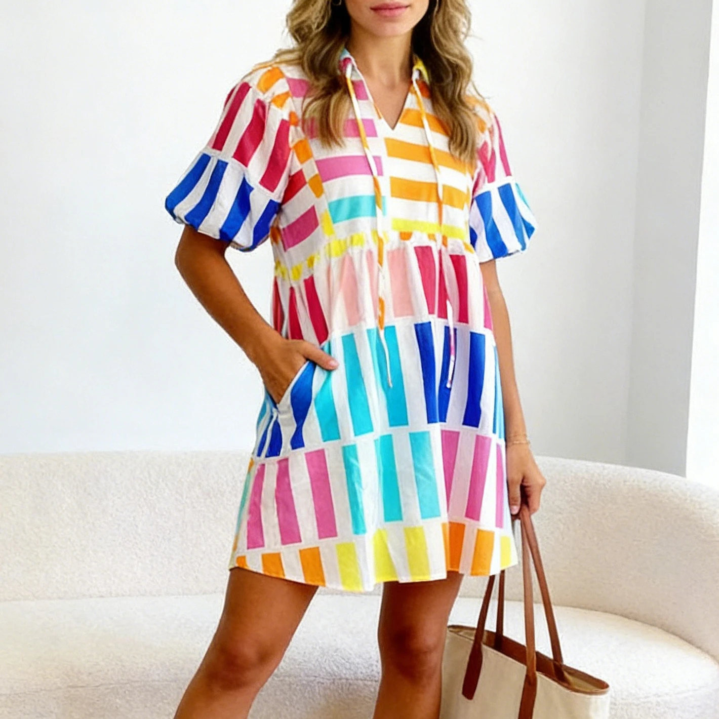 

Women Dress Short Dresses A Line Vestidos Y2k Streetwear V Neck Casual Loose Beach Lantern Sleeve Elegant Party Night Work 2026