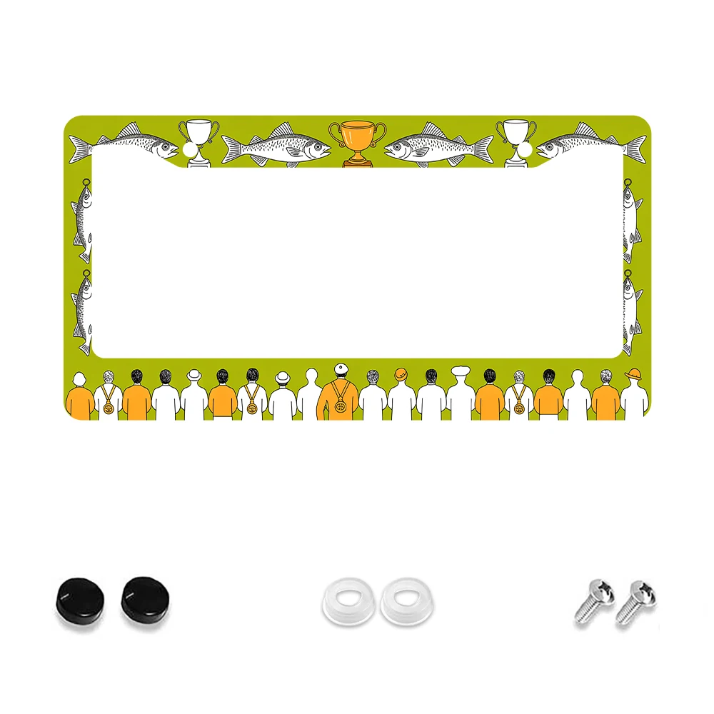 

1 шт., рамка номерного знака зеленого цвета с рисунком рыбы и трофея, 2 отверстия, алюминиевый материал, 6x12 дюймов, с набором винтов, ретро-роман
